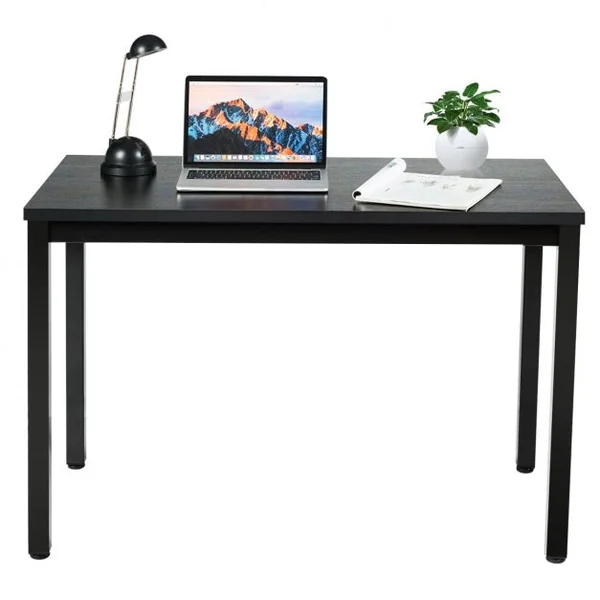 Bureau Informatique Bureau d'Études avec Range-câble Capacité 60kg en Métal+stratifié Mélaminé107x56,5x74cm Noir