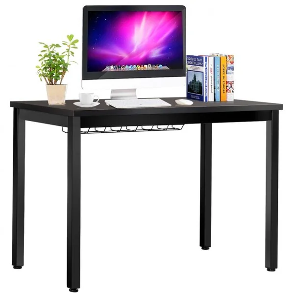 Bureau Informatique Bureau d'Études avec Range-câble Capacité 60kg en Métal+stratifié Mélaminé107x56,5x74cm Noyer