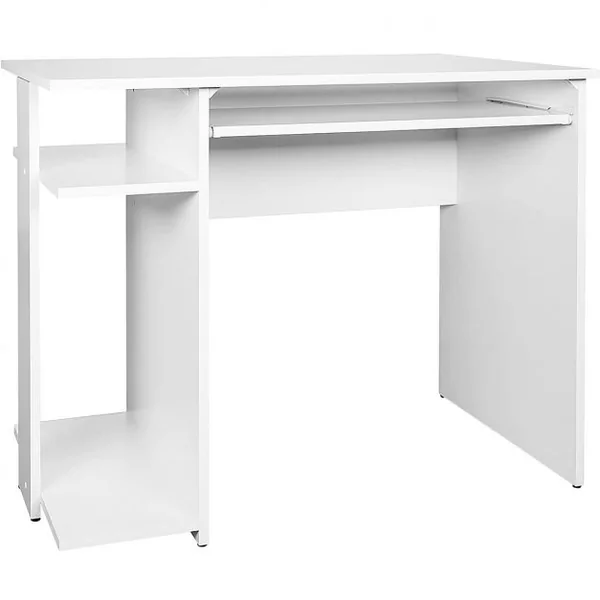 Bureau Informatique en Bois Table de Travail Polyvalente avec 2 Étagères de Rangement Ouvertes pour Salon Bureau