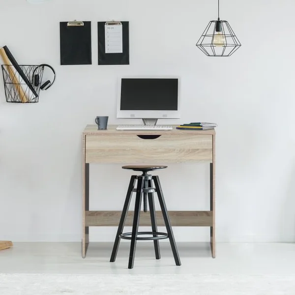 Bureau Informatique Moderne Bureau Multifonctionnel avec 1 Tiroir Capacité 20 Kg en Mdf 80x41x75cm Couleur Chêne