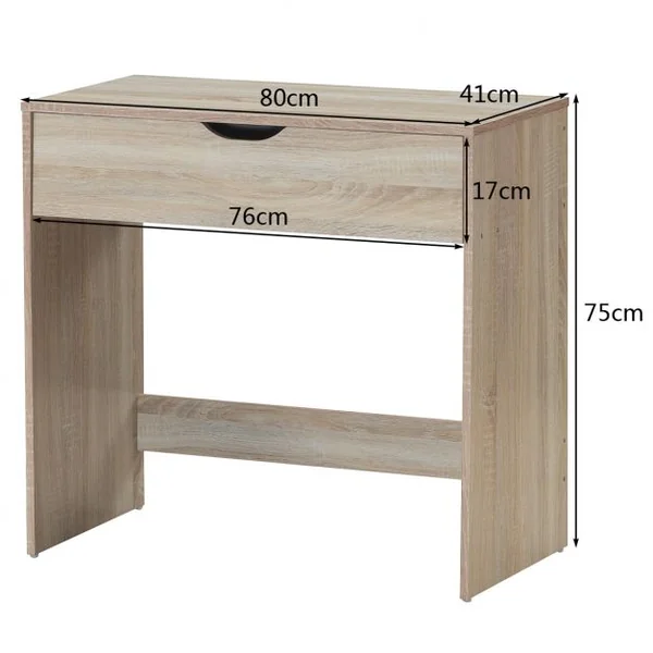 Bureau Informatique Moderne Bureau Multifonctionnel avec 1 Tiroir Capacité 20 Kg en Mdf 80x41x75cm Couleur Chêne