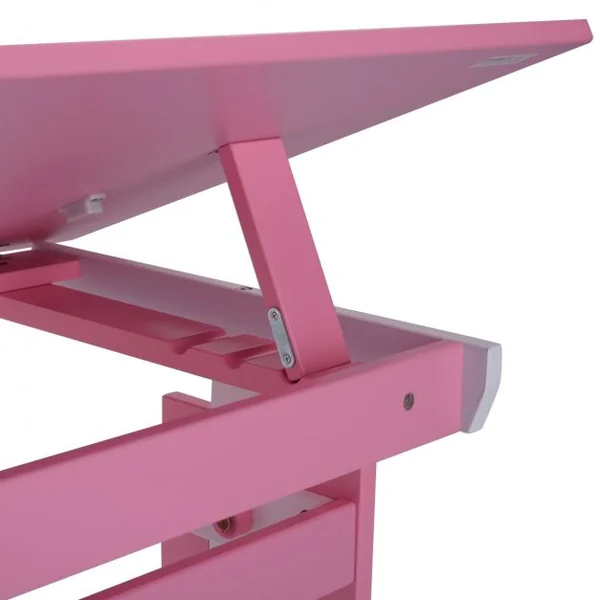 Bureau pour Enfant Table à Dessin avec Plateau Inclinable et Hauteur Réglable et Tiroir en MDF, 109x55x62-88cm, Rose