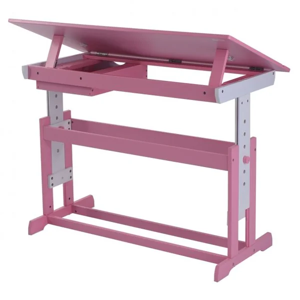 Bureau pour Enfant Table à Dessin avec Plateau Inclinable et Hauteur Réglable et Tiroir en MDF, 109x55x62-88cm, Rose