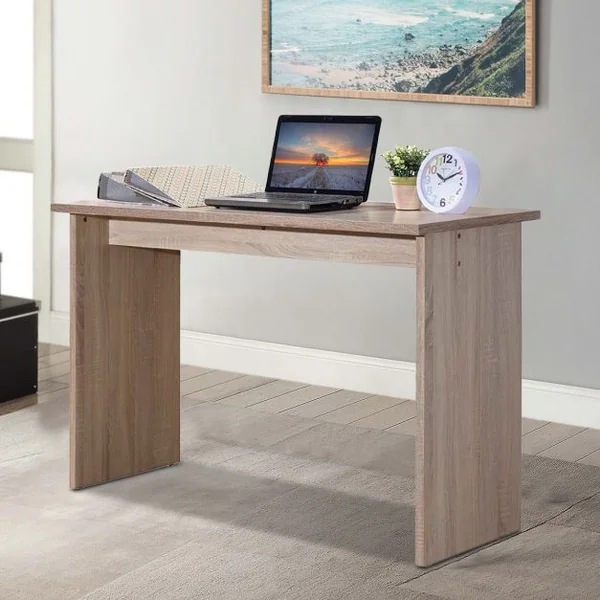 Bureau Simple et Moderne pour Ordinateur Poste de Travail Informatique Anti-rayures en MDF, 120x49x76,9cm, Chêne