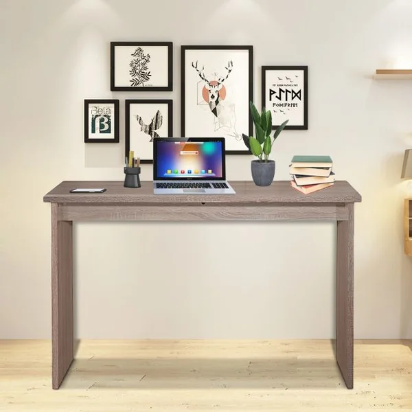 Bureau Simple et Moderne pour Ordinateur Poste de Travail Informatique Anti-rayures en MDF, 120x49x76,9cm, Chêne