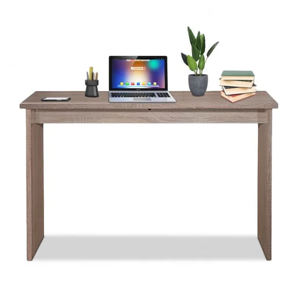 Bureau Simple et Moderne pour Ordinateur Poste de Travail Informatique Anti-rayures en MDF, 120x49x76,9cm, Chêne