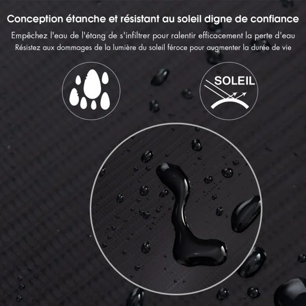 Bâche Bassin en PVC 3x4M Pliable Épaisseur de 0,37mm Revêtement d'Etang Noir