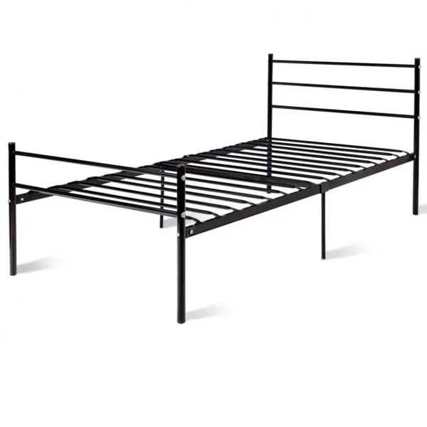 Cadre de Lit avec Tête et Pied de Lit Lit Simple Robuste avec 6 Pieds de Support en Métal 196x102x90cm Noir
