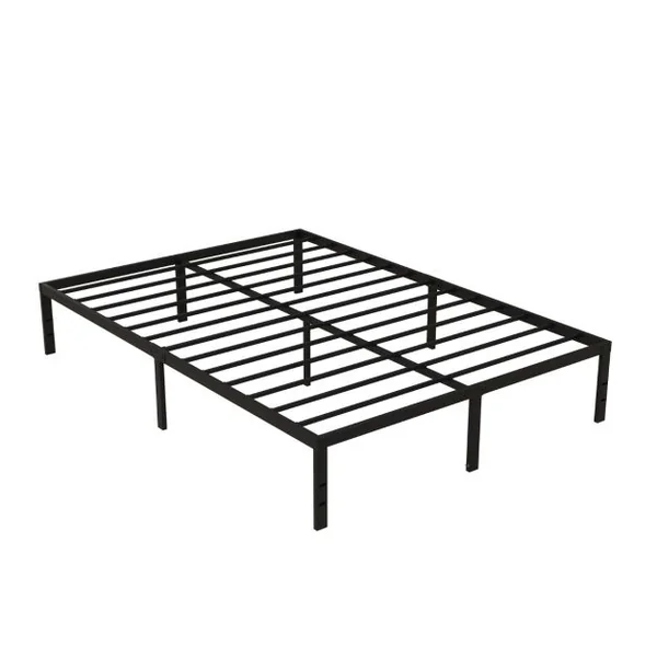 Cadre de Lit King/Queen Size de 36 cm de Haut Lit Plateforme en Métal avec Sommier à Lattes Espace de Rangement Noir