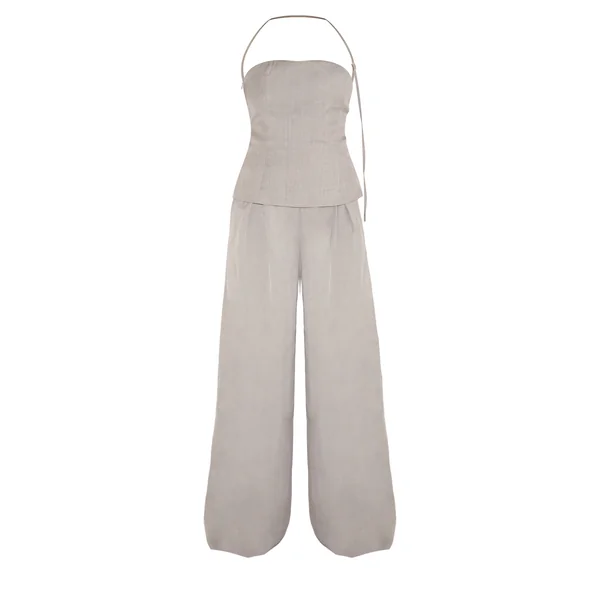 Café Au Lait Combinaison-pantalon Ajustée Tissée Col Licou