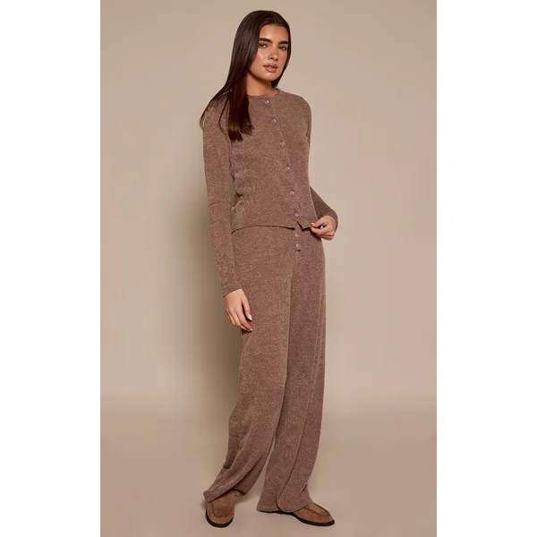 Café Au Lait Pantalon Décontracté Côtelé Chiné