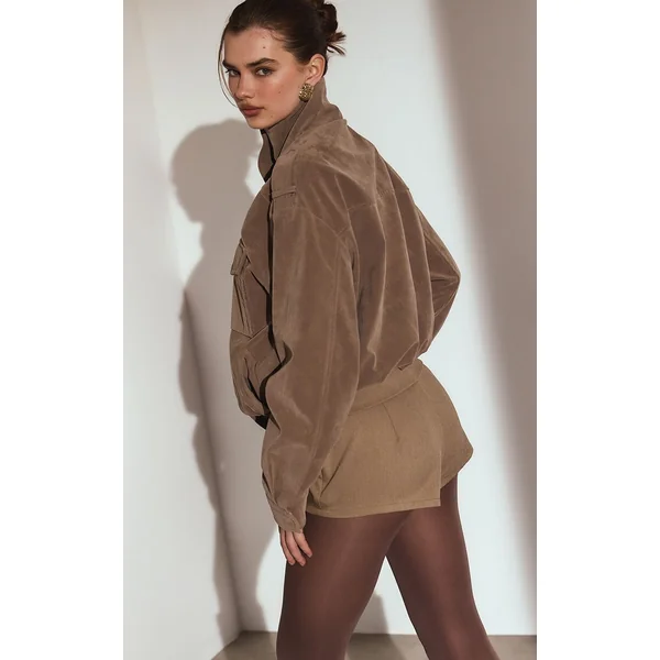 Café Au Lait Short Taille Haute Avec Détail De Ceinture Tissée