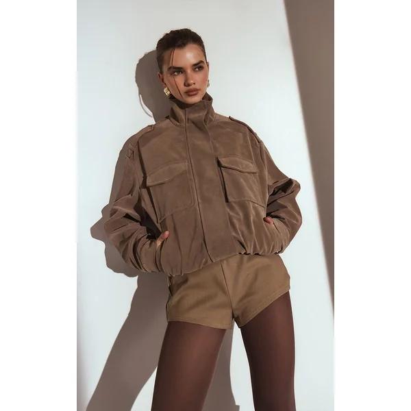 Café Au Lait Short Taille Haute Avec Détail De Ceinture Tissée