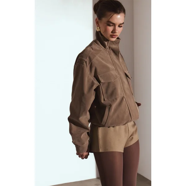 Café Au Lait Short Taille Haute Avec Détail De Ceinture Tissée
