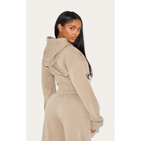 Café Au Lait Sweat À Casynthétiqueche Court Taille Froncée Shape