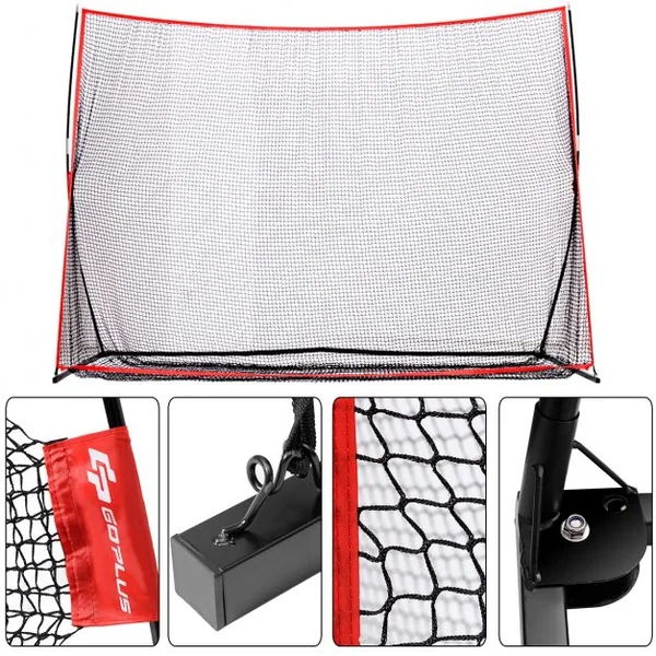 Cage de football But de football But et filets de football et golf avec sac de transport, 305x91.5x213.5cm, Noir et rouge