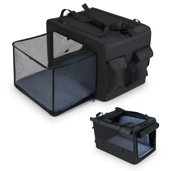 Cage de Transport Pliable pour Chien Sac de Transport Portable avec 2 Ouvertures et Fenêtre Panier Intérieur en Maille Noir