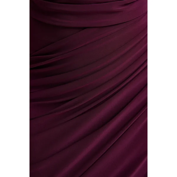 Cairo | Robe longue bordeaux à encolure bénitier avec détails froncés