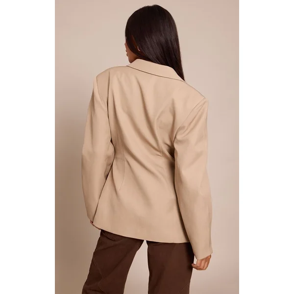 Camel Blazer À Manches Cocon Et Détail Asymétrique