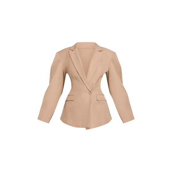 Camel Blazer À Manches Cocon Et Détail Asymétrique