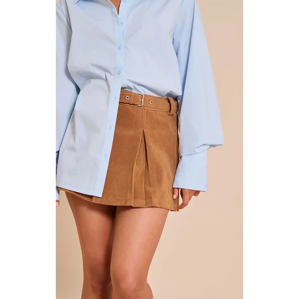 Camel Mini-jupe Plissée En Synthétique
