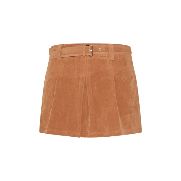 Camel Mini-jupe Plissée En Synthétique