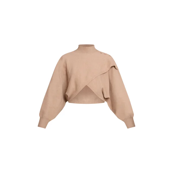 Camel Synthétiquell En Maille Cache-cœur
