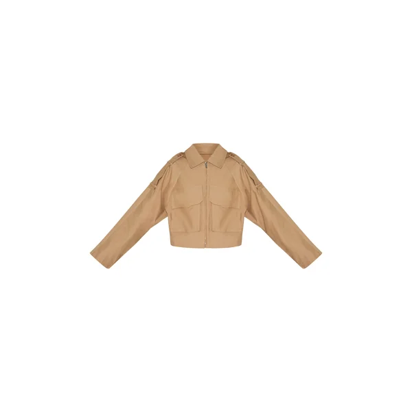 Camel Veste Courte Zippée Jaune Beurre Avec Détails Trench
