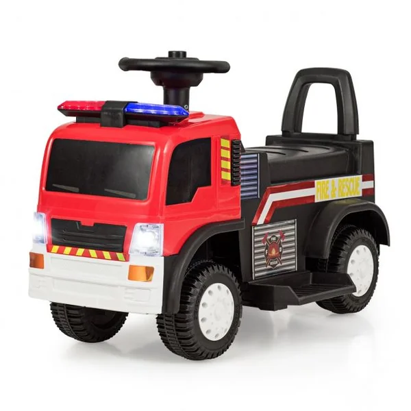 Camion de Pompiers Electrique pour Enfants de 3 à 6 ans Capacité 20 kg Vitesse 3 km/h Batterie 67x39x45cm Noir + Rouge