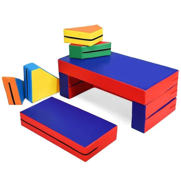 Canapé Convertible 4 en 1 pour Enfants Blocs en Mousse Amovibles en Lit Table Chaise Zone de Jeux en EPE+PU Imperméable