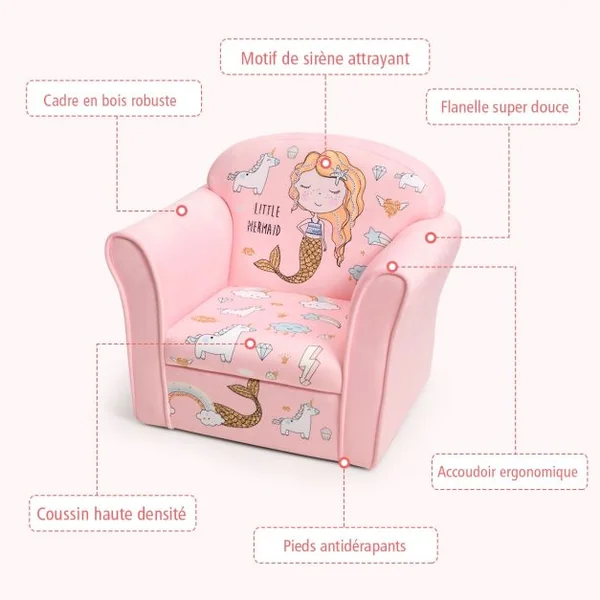 Canapé / Fauteuil pour Enfant 4 Formes Mignon Design Ergonomique Dossier Confortable