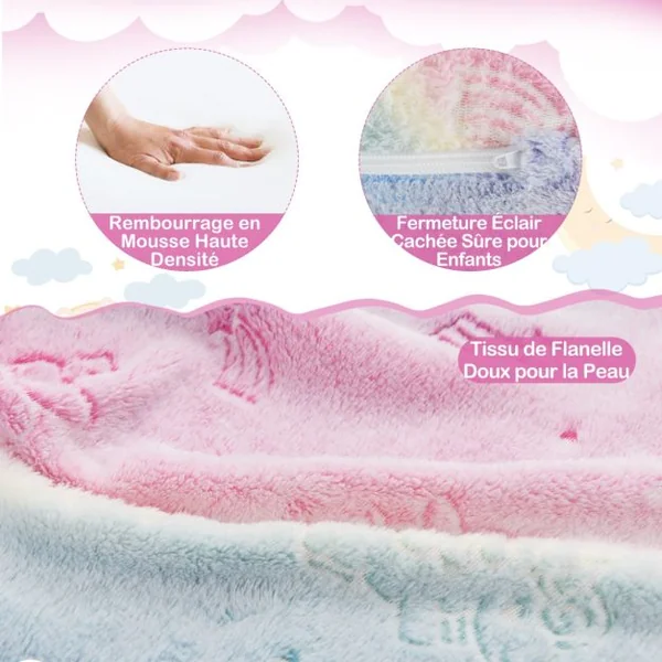Canapé pour Enfants avec Couverture Canapé et Chaise Longue Pliable Fauteuil Phosphorescent pour 3+ Ans Dinosaure Gris/Licorne Arc-En-Ciel