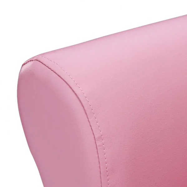 Canapé Princesse pour Enfants Dossier Haut Fauteuil avec Repose-pieds Rond en Pvc Bois Éponge Capacité 45kg Rose