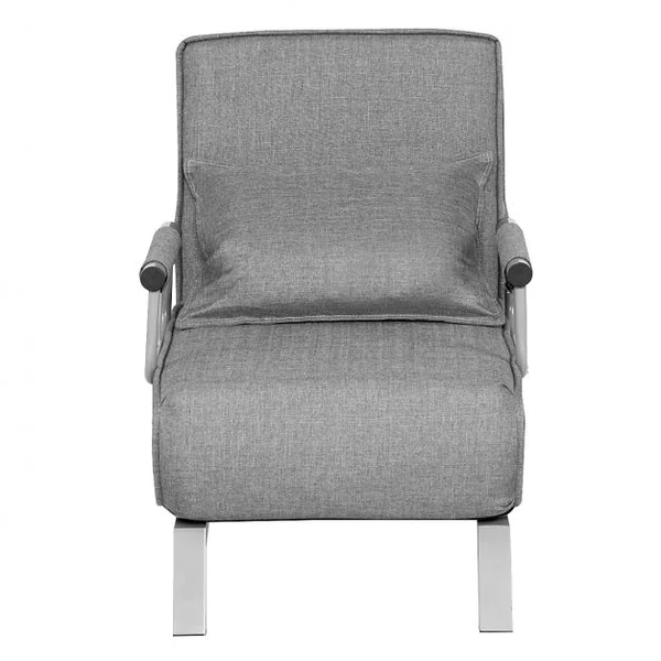 Canapé-Lit Convertible à 5 Positions Fauteuil-lit 1 Place avec Coussin de Dossier en Tissu Lin, 186x60x25cm, Gris