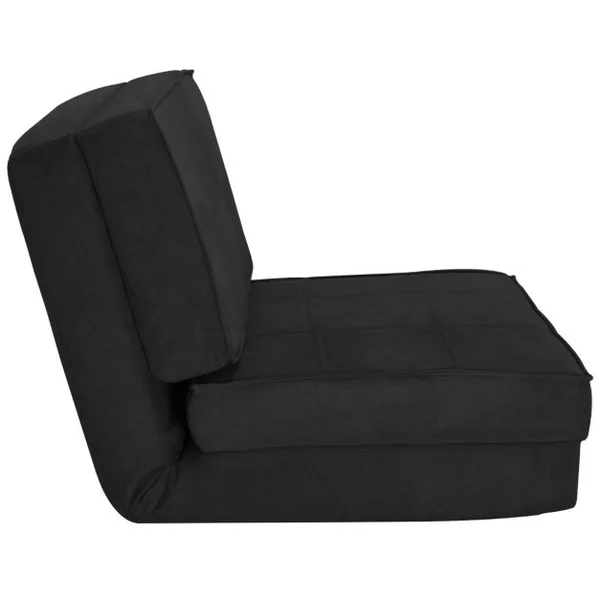 Canapé-Lit Paresseux Pliable Canapé de Sol Dossier Réglable 6 Positions Fauteuil-Lit Tissu en Daim Doux et Rembourré pour Chambre Salon Balcon Noir