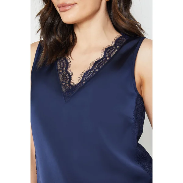 Caraco En Satin Avec Bordure En Dentelle