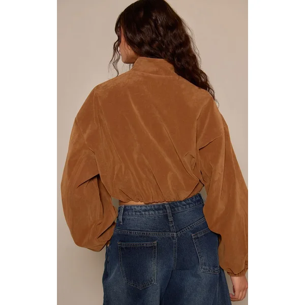 Caramel Blouson Aviateur Court En Synthétique