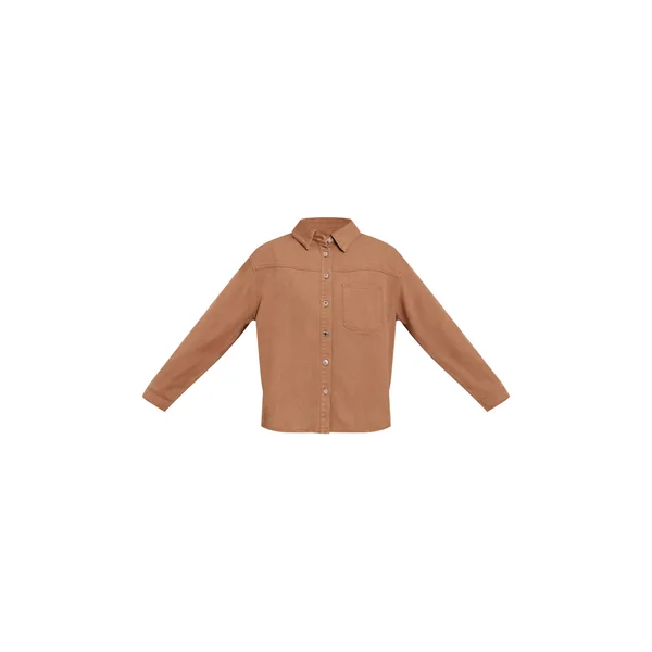 Caramel Chemise En Denim Surdimensionnée À Poche Unique
