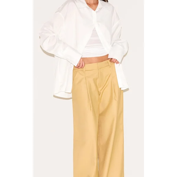Caramel Roux Pantalon Large Tissé À Double Pli