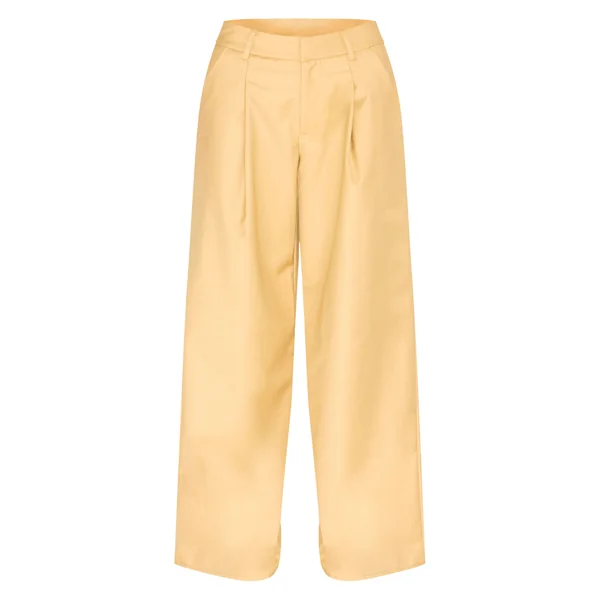 Caramel Roux Pantalon Large Tissé À Double Pli