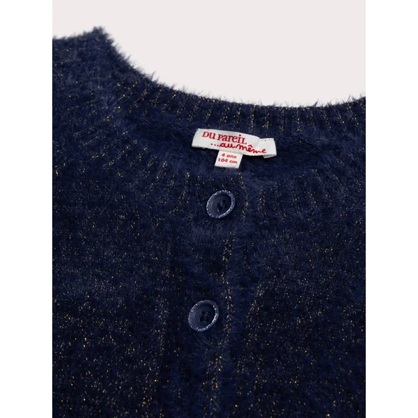 Cardigan bleu nuit en maille plume - Soins Bébé Naturels & Produits Maman Après Naissance