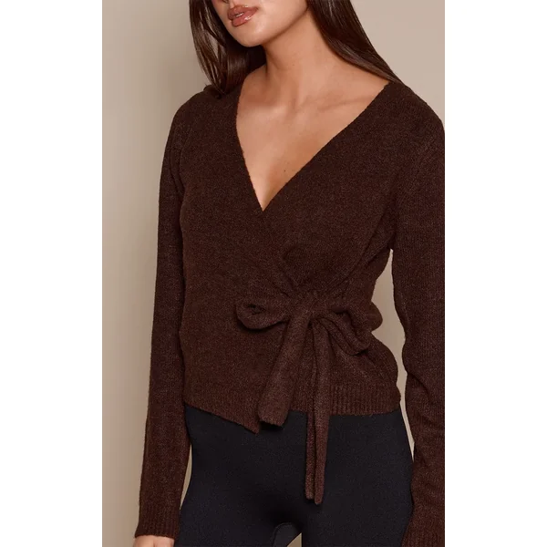 Cardigan Cache-cœur En Maille Douce À Liens Latéraux