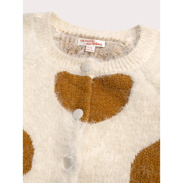Cardigan en maille plume imprimé coeur - Soins Bébé Naturels & Produits Maman Après Naissance