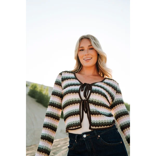 Cardigan léger à boucles - boho pastel