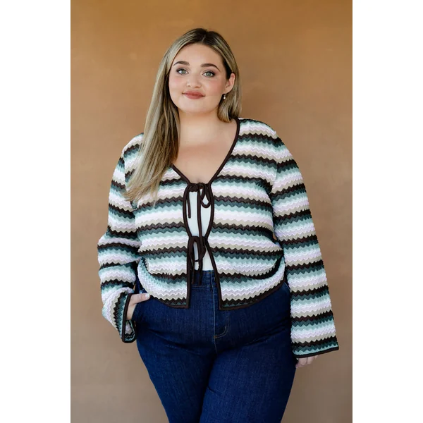 Cardigan léger à boucles - boho pastel