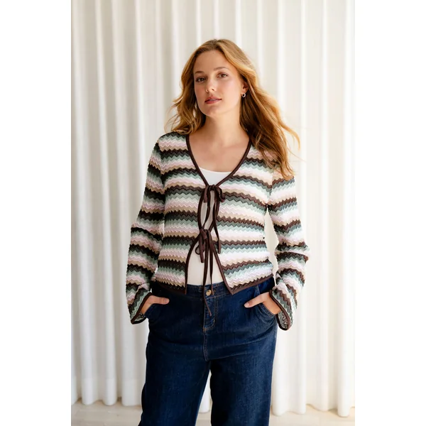 Cardigan léger à boucles - boho pastel
