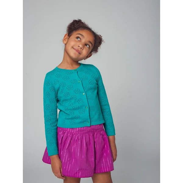 Cardigan manches longues turquoise ajouré - Soins Bébé Naturels & Produits Maman Après Naissance
