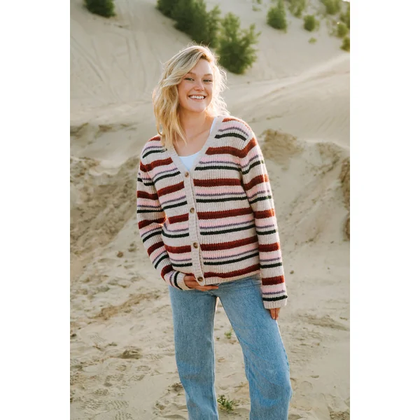 Cardigan à boutons - rayé multicolore