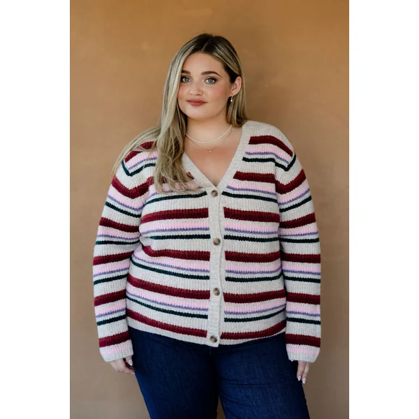 Cardigan à boutons - rayé multicolore