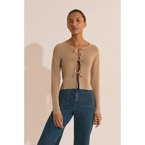 Cardigan à manches longues avec détails nœuds